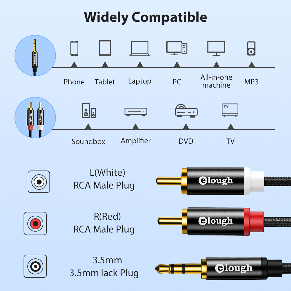 Elough-Cable RCA AUX para alta - Home Cinema Tv reseña y precio